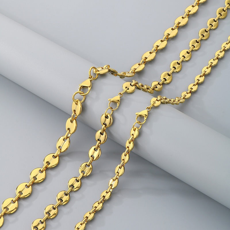 Kemstone Titanium Steel Chain Bracelet – Geometric Pig Nose Link for Men | Urban Gothic Streetwear Style KS193903-Z