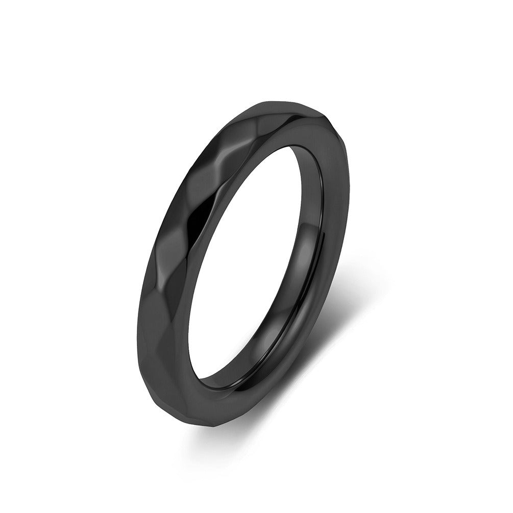 Kemstone Faceted Ring for Men Stainless Steel Rounded Edge K-R1232