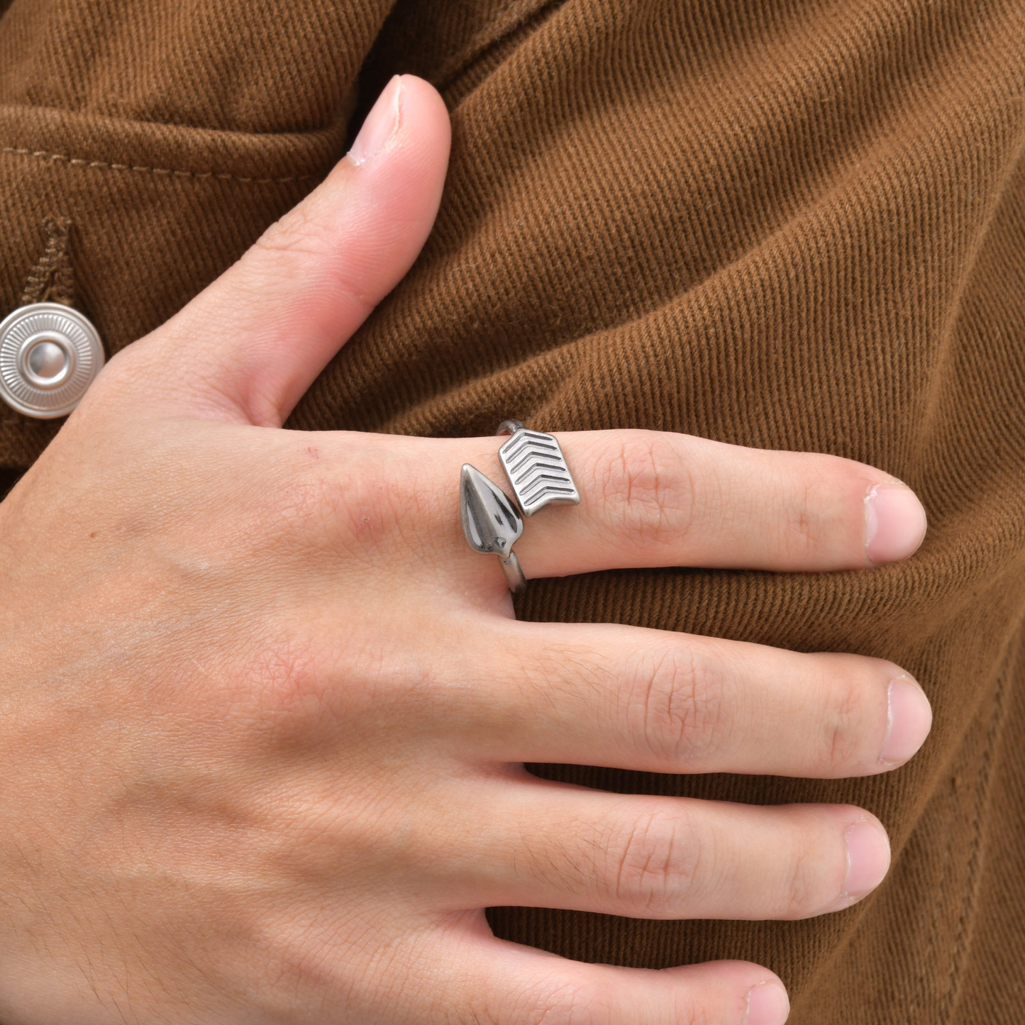 Kemstone Stainless Steel Arrow Open Ring – Minimalist Wrap Style for Men RC-1018G