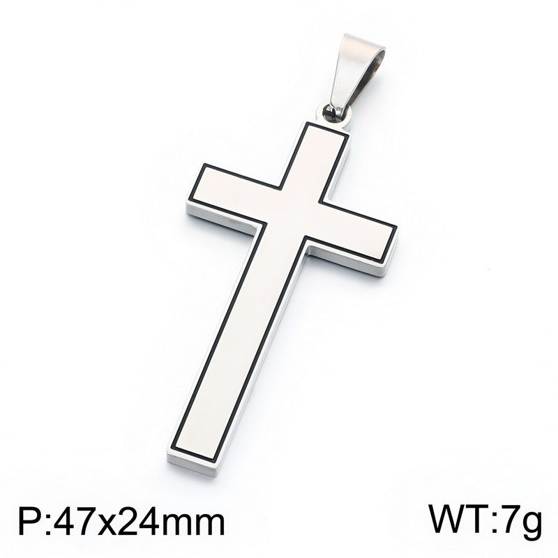 Kemstone Stainless Steel Black Outline Cross Pendant for Men KP119299-KL