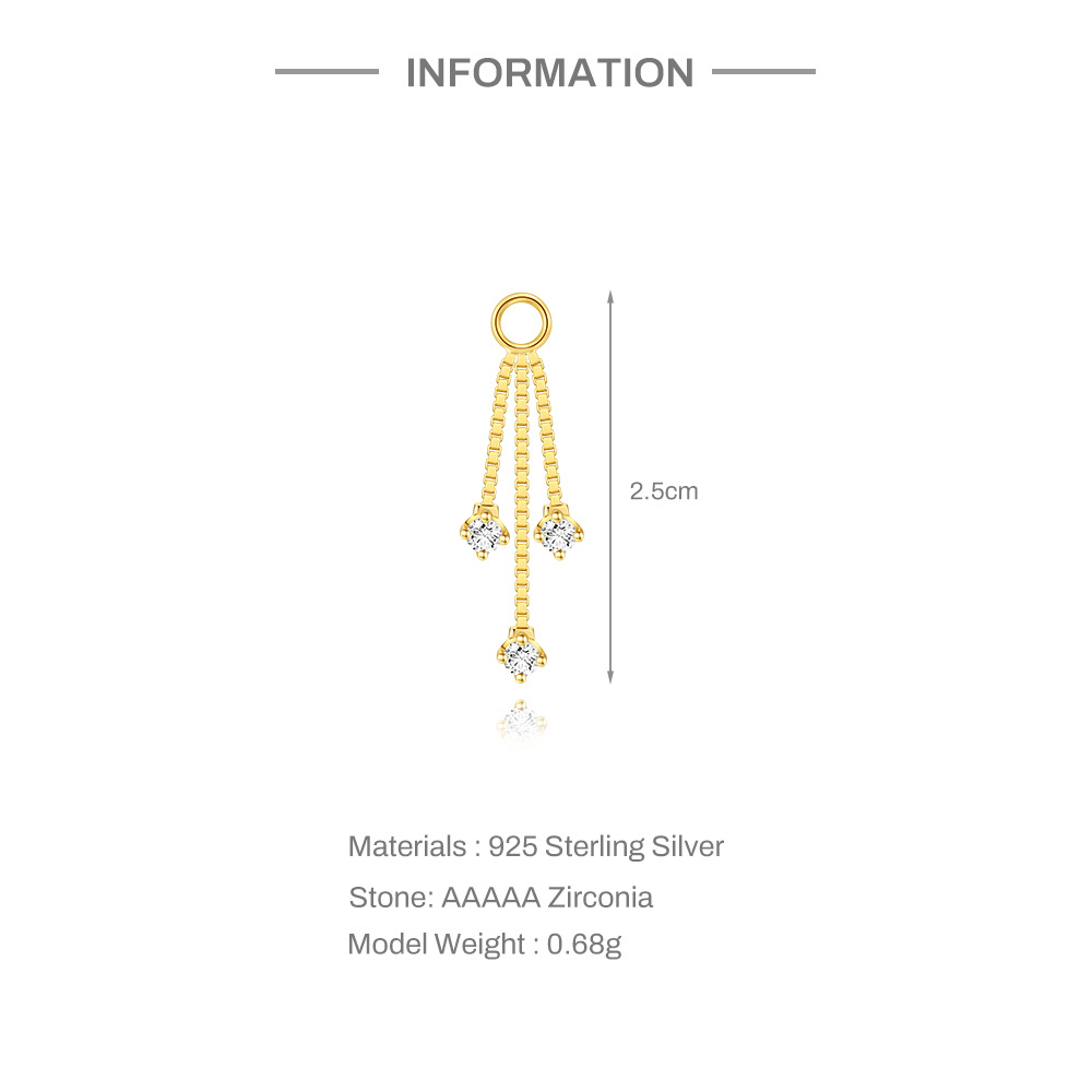 Kemstone S925 Sterling Silver Cubic Zirconia Tassel Ear Chain for Women,Dangle Cartilage Hoop Jewelry 60265475190C