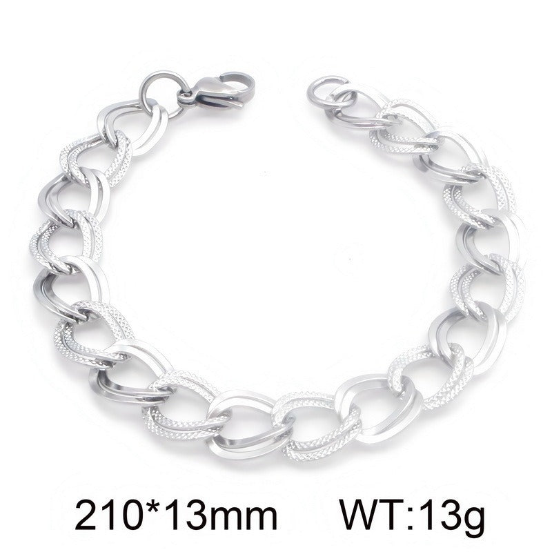 Kemstone Stainless Steel Textured Link Bracelet for Men KB213892-NJ