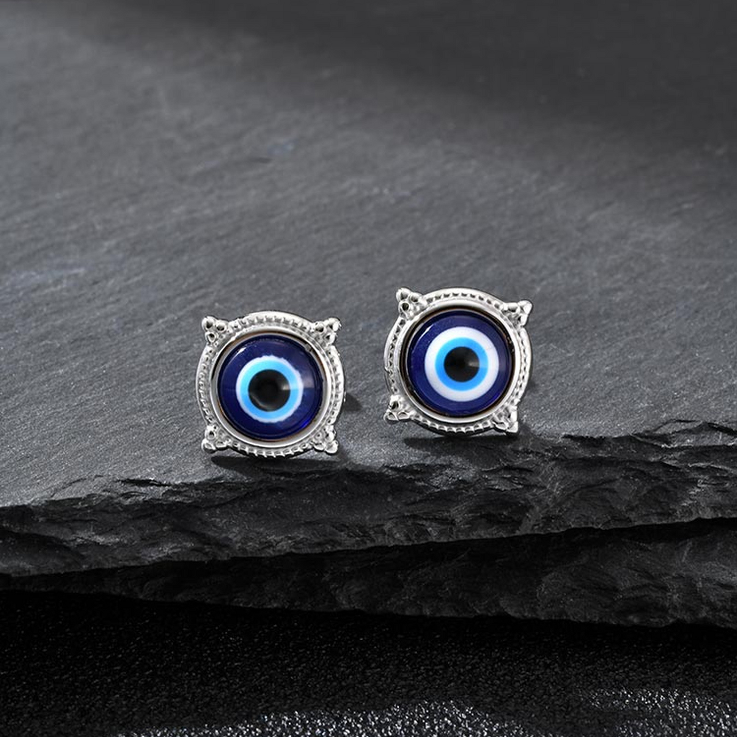 Kemstone Stainless Steel blue eye Stud Earrings for Men & Women ES-797