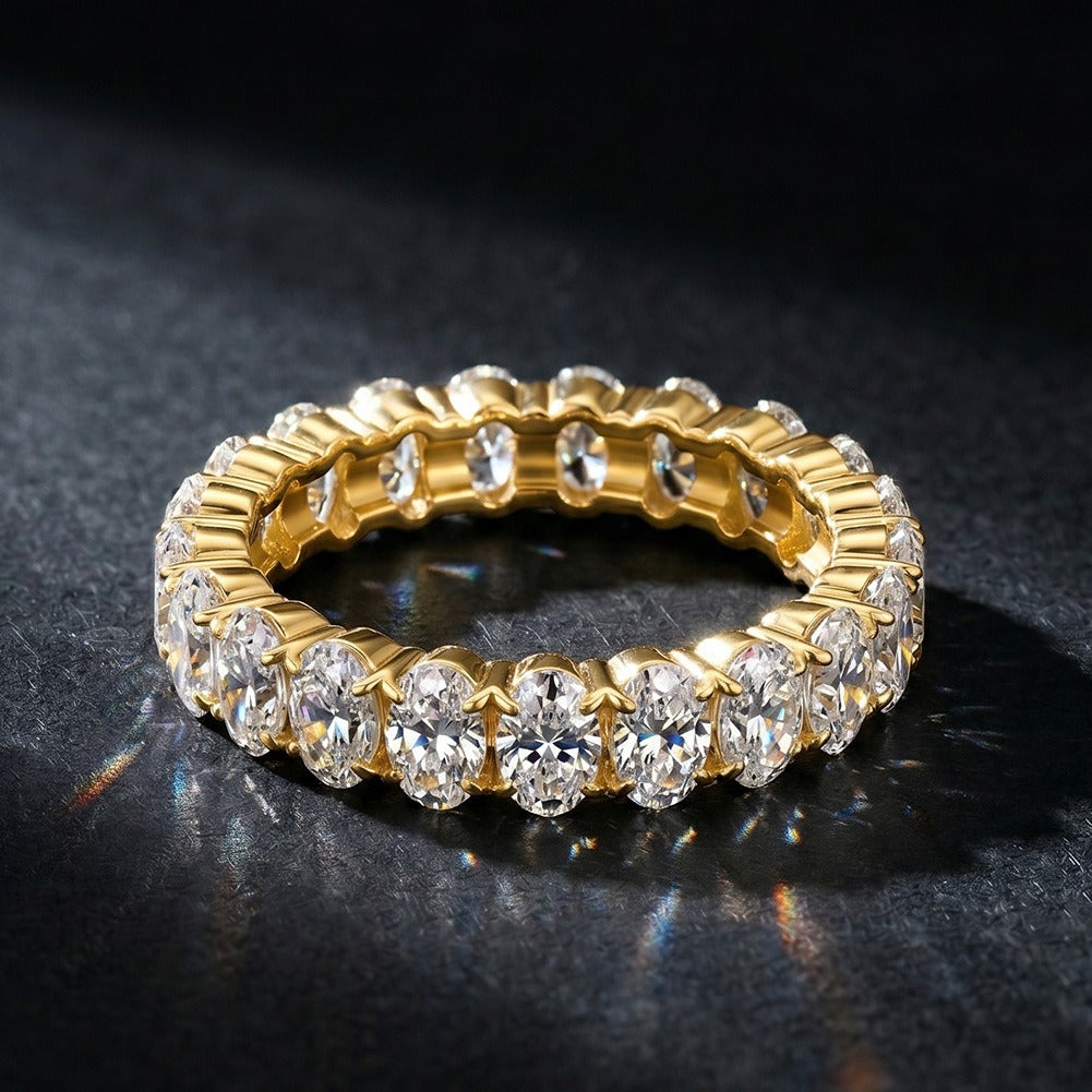Kemston Oval Cut Moissanite Eternity Ring for Women 925 Sterling Silver SMOR25