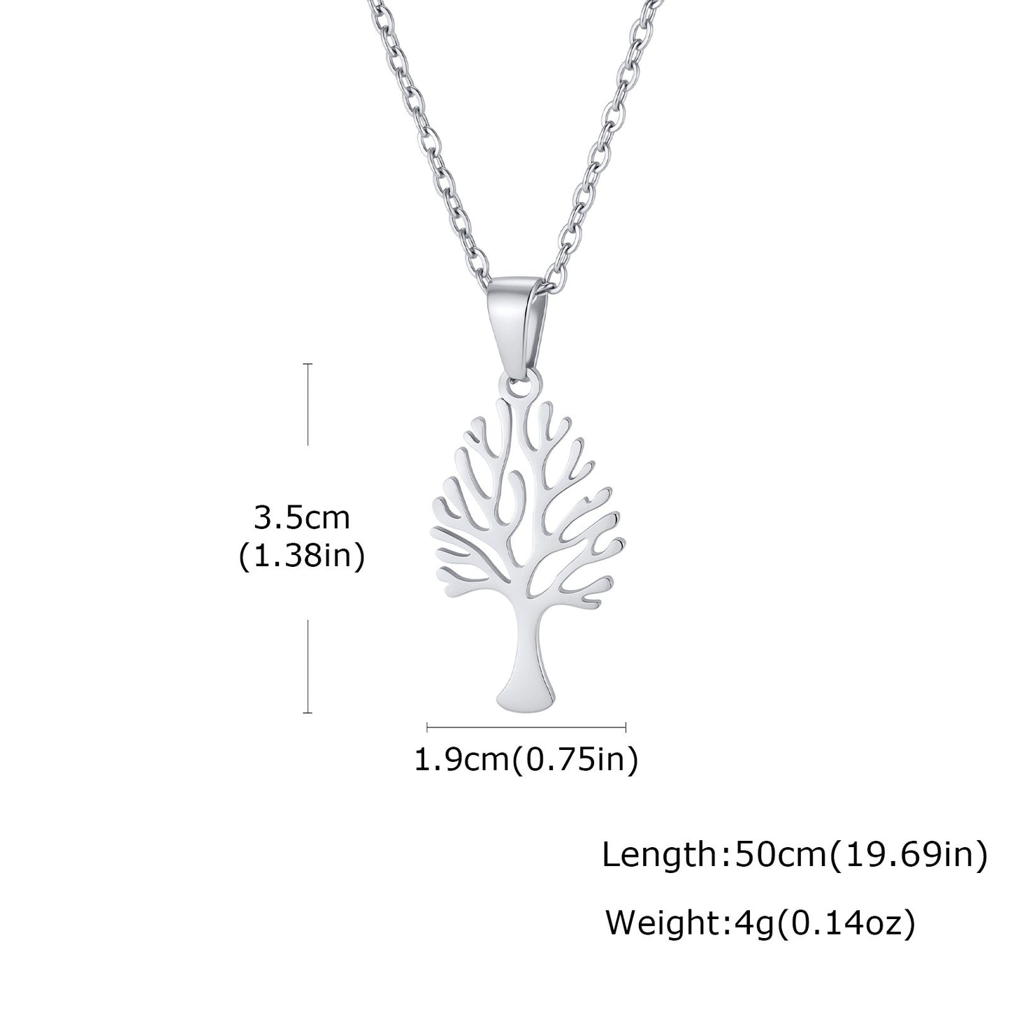 Kemston Stainless Steel Tree Of Life Pendant Necklace for Men Women Minimal Nature Design PN-2357