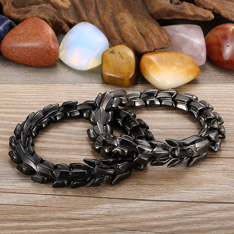 Kemstone Dragon Bone Chain Bracelet for Men – Titanium Steel Vacuum Plated 15mm Link KB150666-KJX