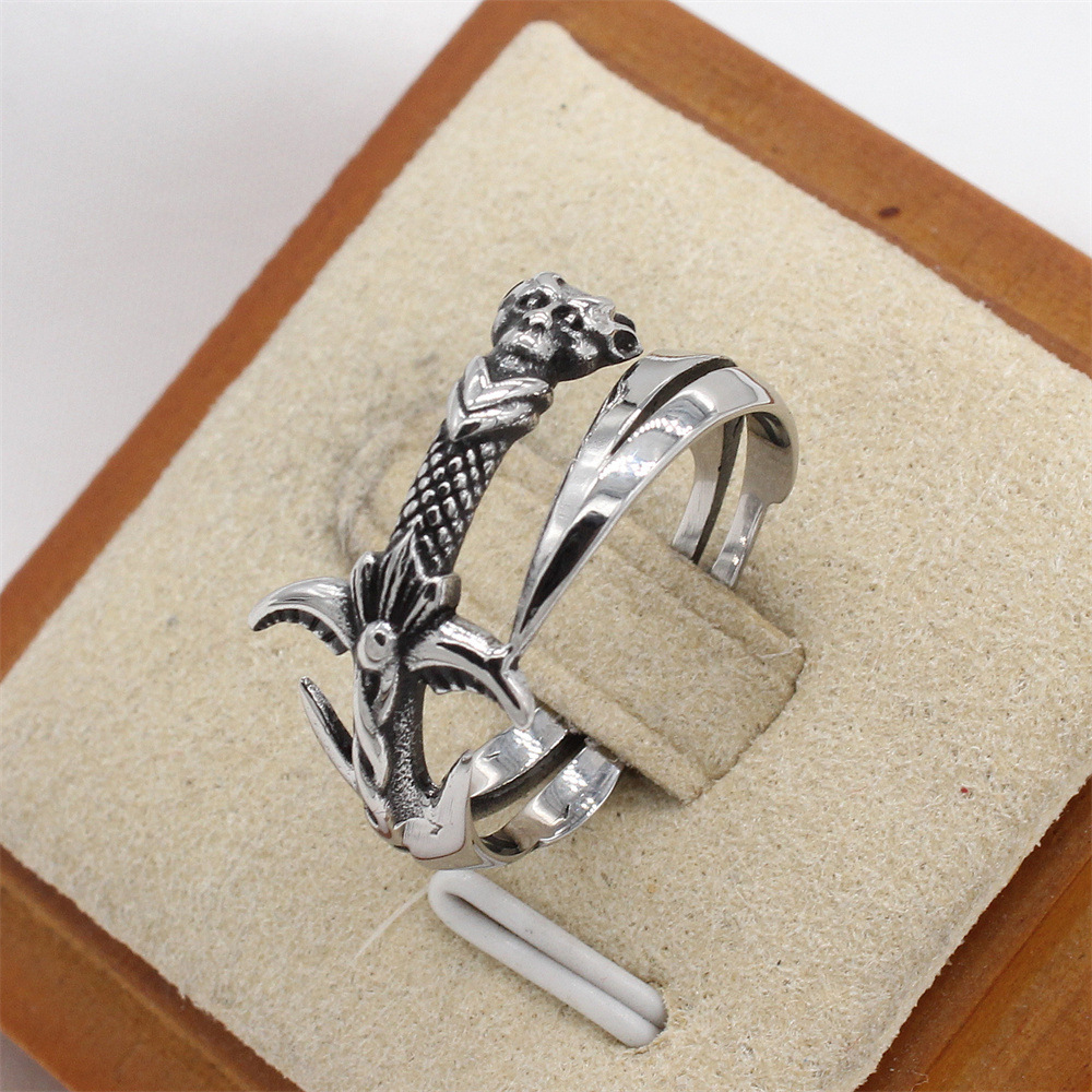 Kemstone Sword Ring for Men Titanium Steel Blade Wrap Vintage Open Style R1874