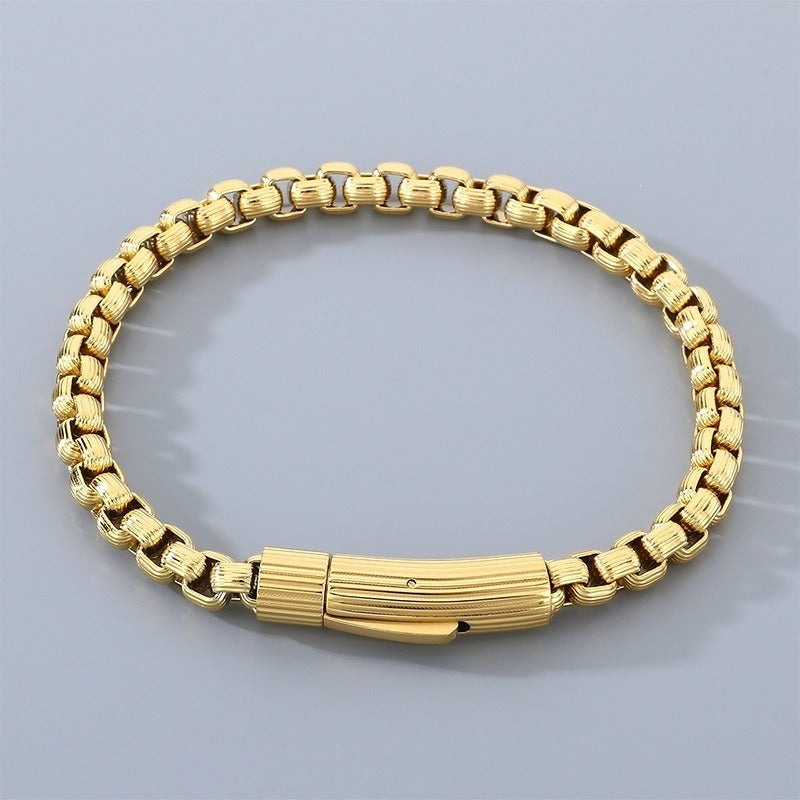 Kemstone Box Link Bracelet Titanium Steel 6mm Textured Chain for Men KB212472-ZGM