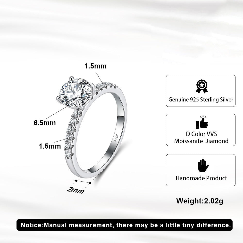 Kemstone 925 Sterling Silver Moissanite Ring for Women – 6.5mm Moissanite Stone MOR09