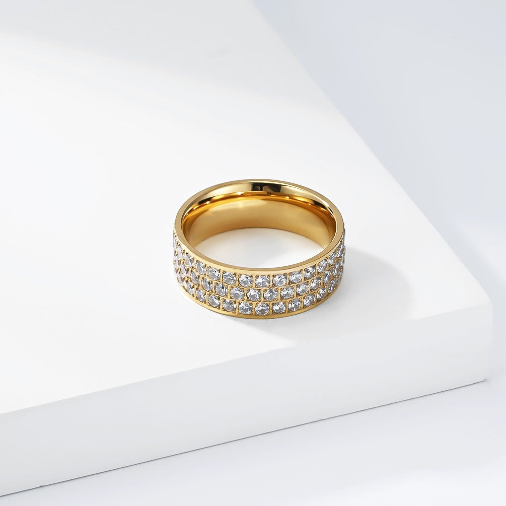 Kemstone Cubic Zirconia Pave Ring Stainless Steel for Men & Women K-R1128