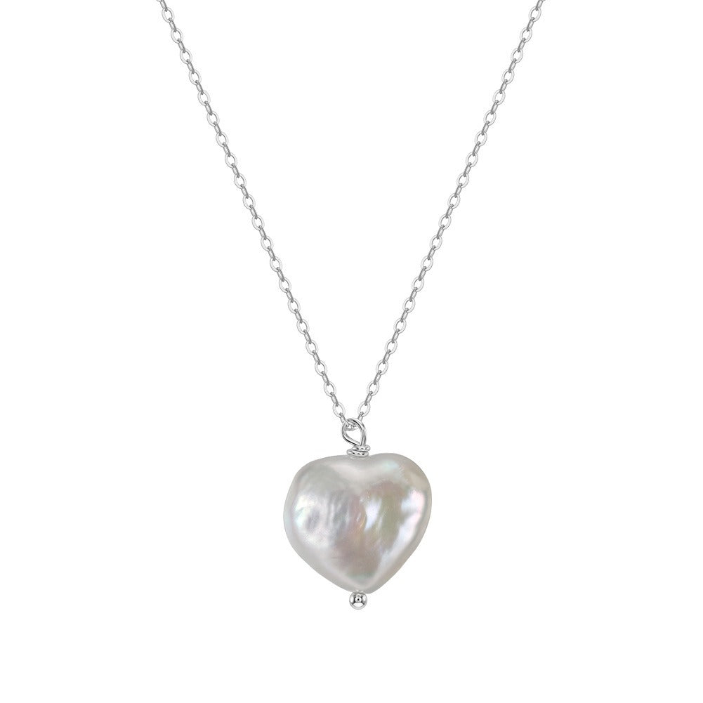Kemston Baroque Heart Freshwater Pearl Necklace for Women 925 Sterling Silver GPN115