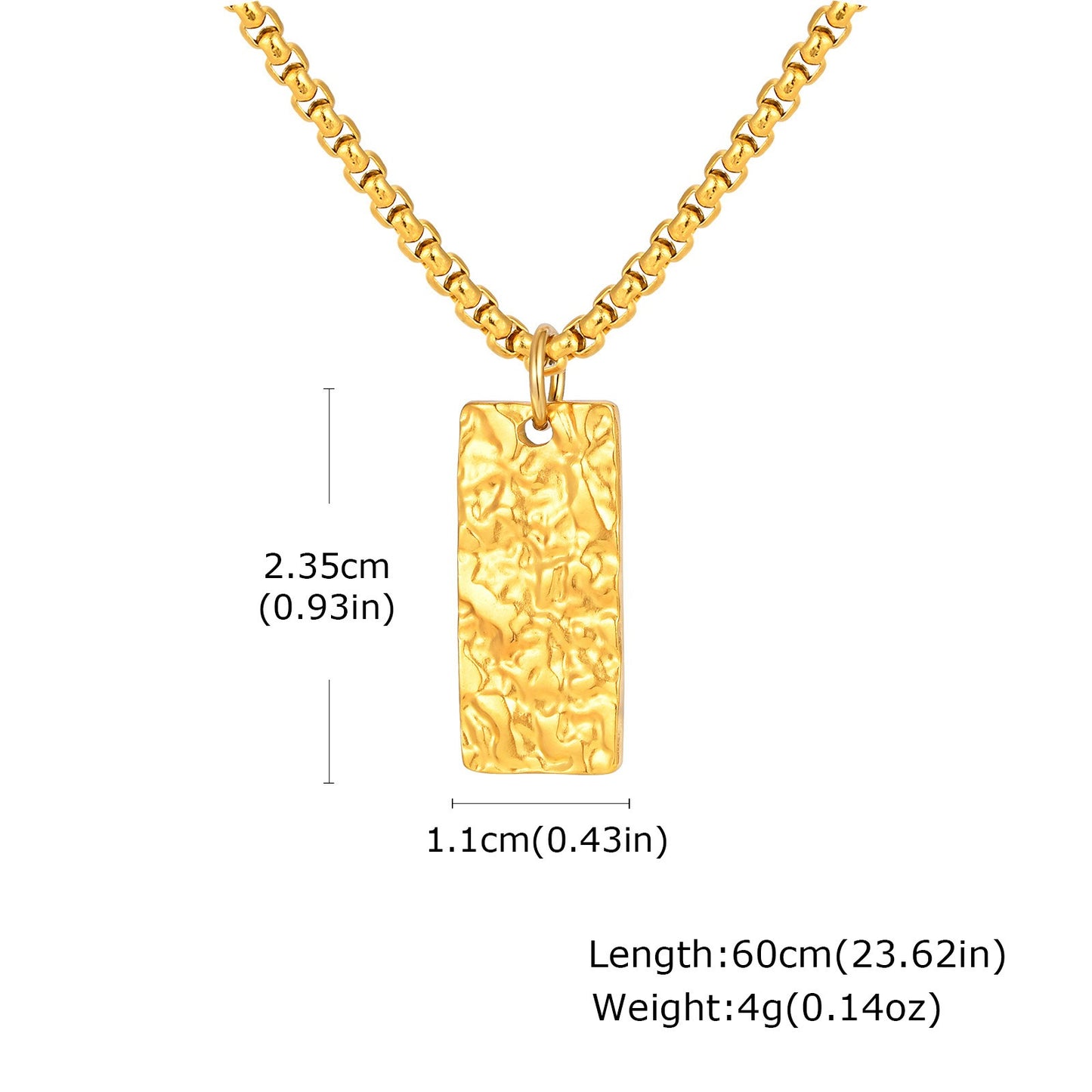 Kemstone Textured Rectangle Pendant Necklace for Men PN-2194