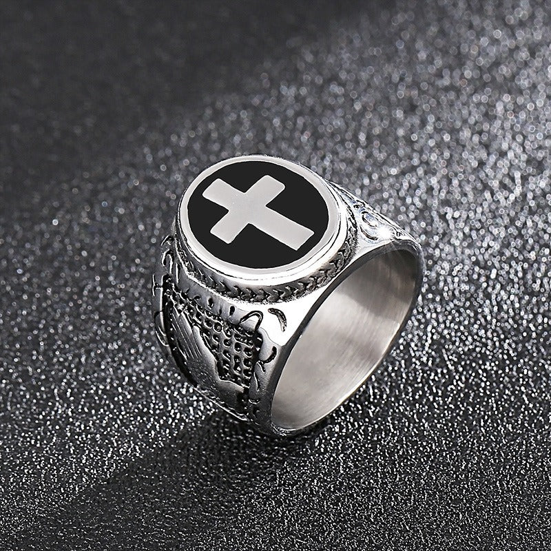Kemstone Vintage Cross Signet Ring for Men KR101550-KFC