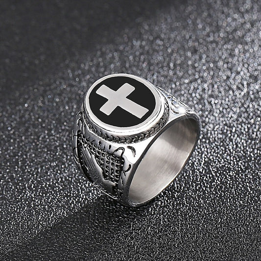 Kemstone Vintage Cross Signet Ring for Men KR101550-KFC