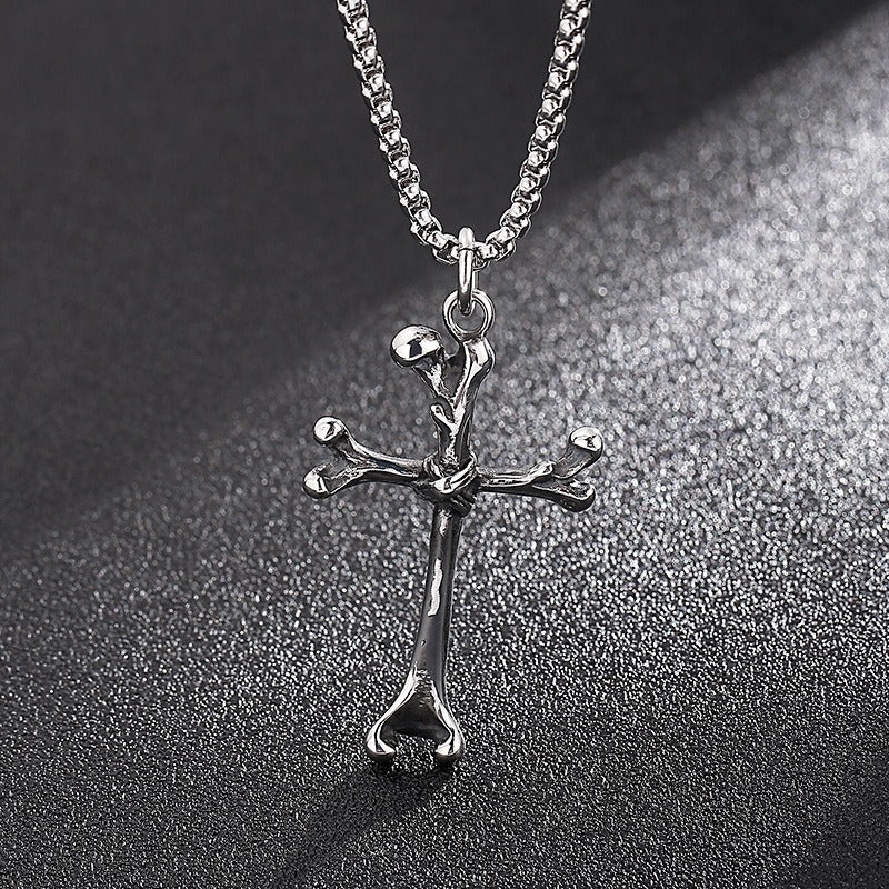 Kemstone Titanium Steel Bone Cross Necklace for Men Gothic KP97633
