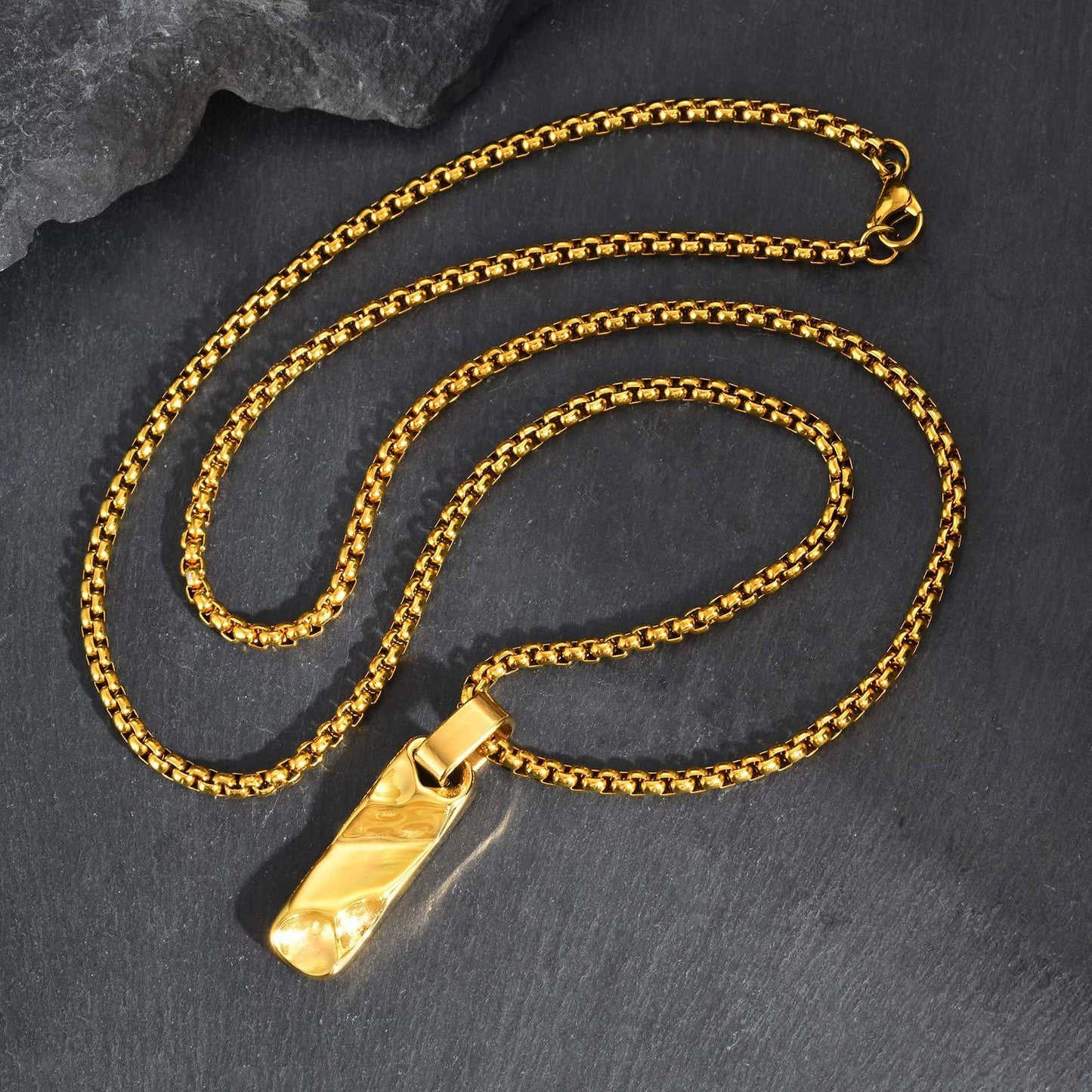 Kemstone Stainless Steel Geometric Bar Pendant Necklace for Men & Women PN-2272