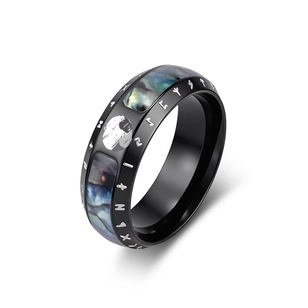 Kemstone Viking Rune Ring for Men Stainless Steel Tree of Life Engraved Band K-R1211