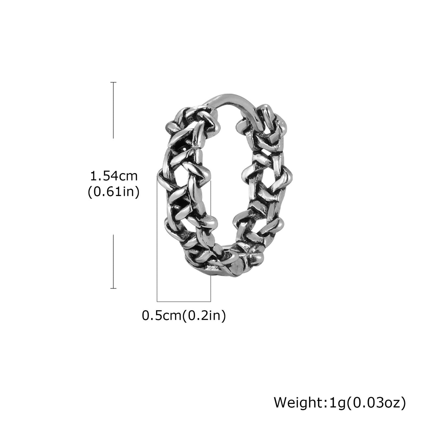 Kemstone Stainless Steel Vintage Hollow Chain Hoop Earring for Men – EH-838