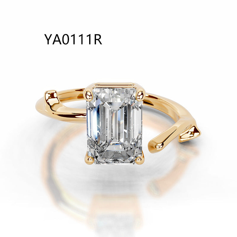 Kemstone Flora Series Moissanite Rings for Women | 2 Carat D-E Color VVS Clarity | 18K Gold Plated S925 Sterling Silver