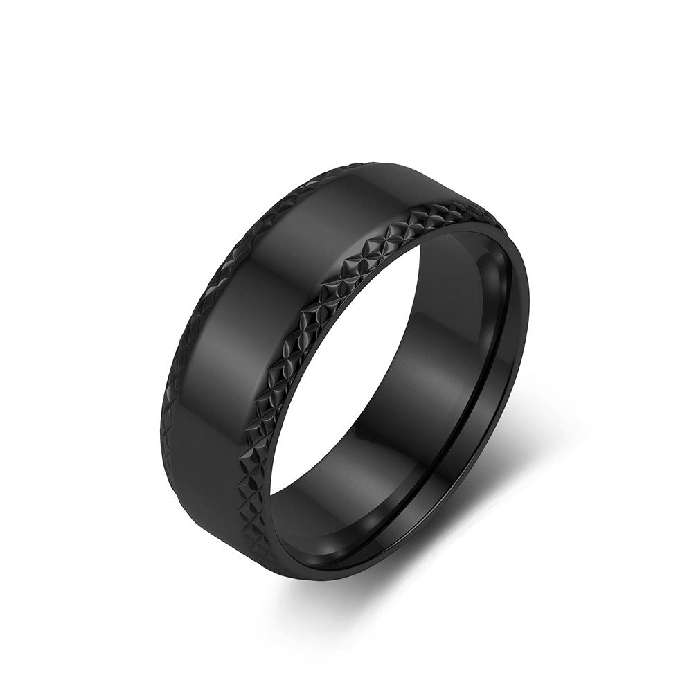 Kemstone Faceted Edge Ring for Men Stainless Steel Minimalist K-R1231