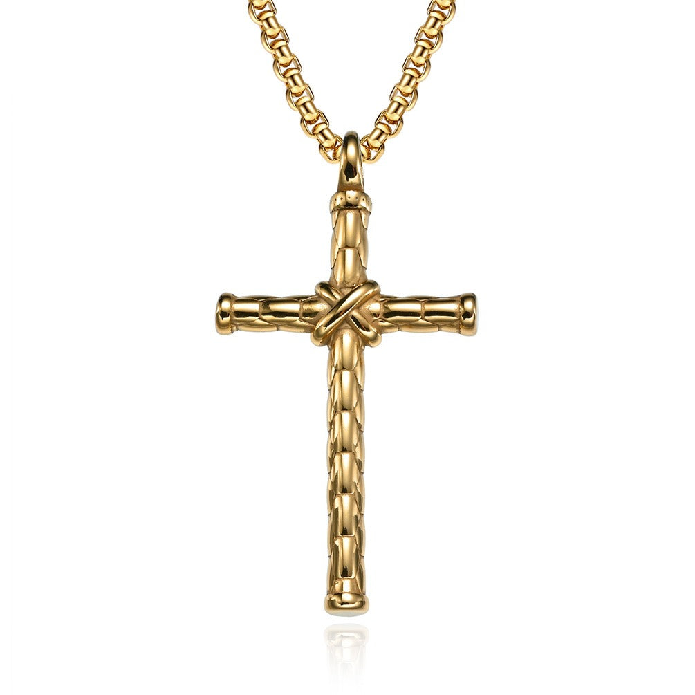 Kemstone Stainless Steel Knotted Cross Pendant Necklace for Men K-PT439