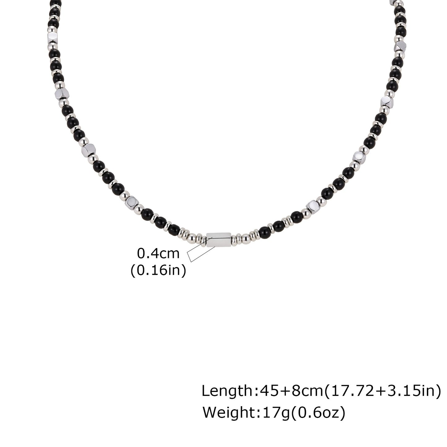 Kemstone Beaded Necklace Stainless Steel Bar Mixed Stone Malachite Turquoise for Men NC-2811