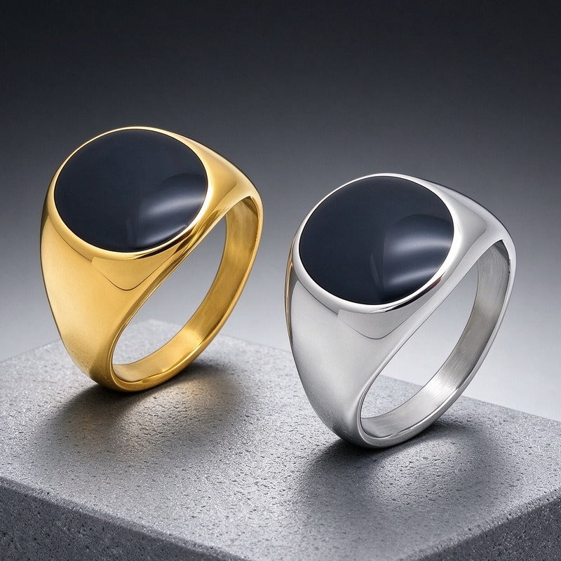 Kemstone Black Resin Signet Ring for Men Titanium Steel KR116511-KFC