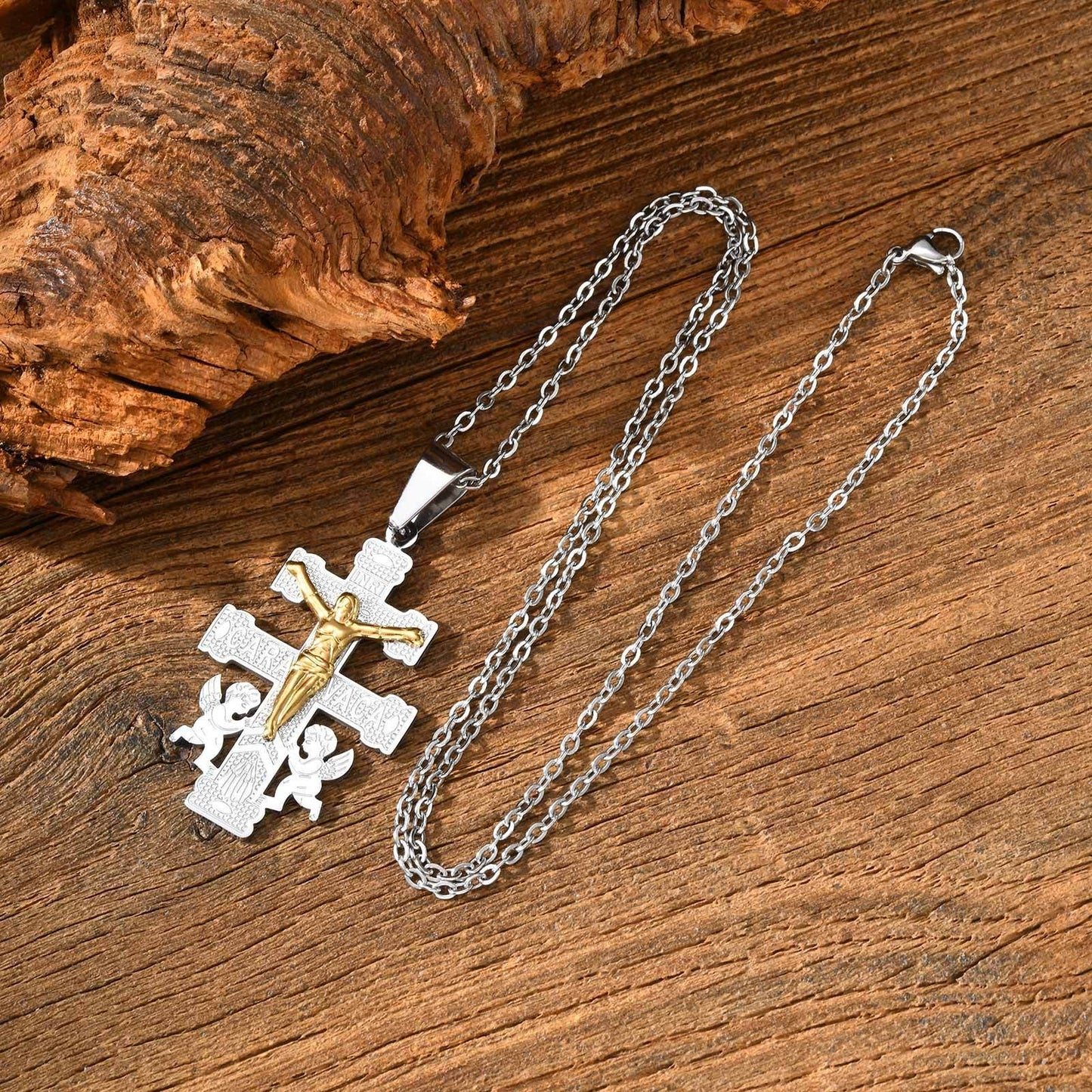 Kemstone Stainless Steel Crucifix Cross Pendant Necklace for Men PN-2318