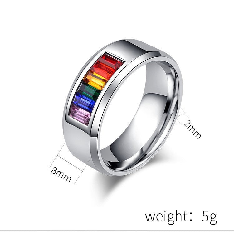 Kemstone Stainless Steel Colorful Inlay Ring for Men & Women K-R073