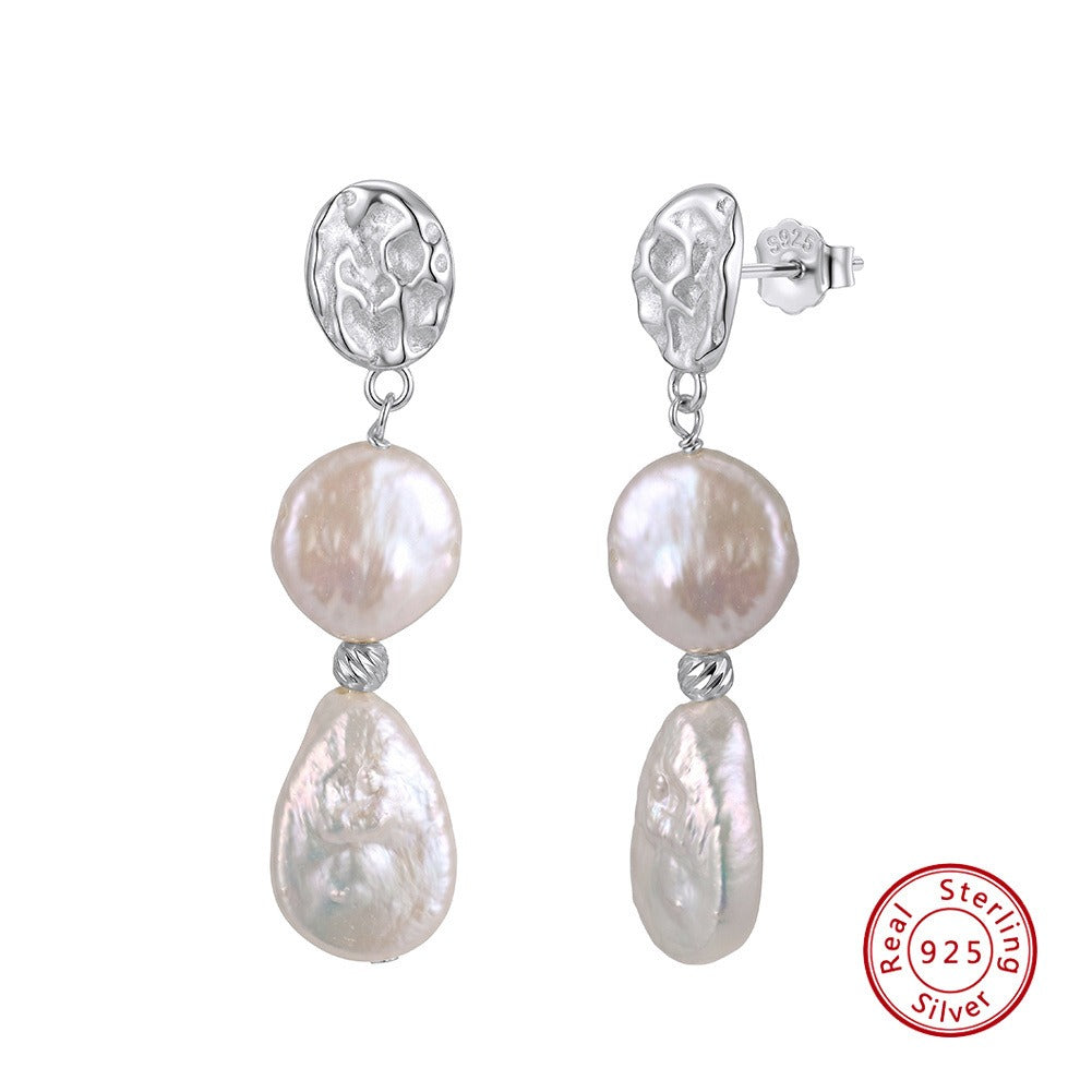 Kemstone Freshwater Pearl Double Drop Earrings for Women 925 Sterling Silver GPE149