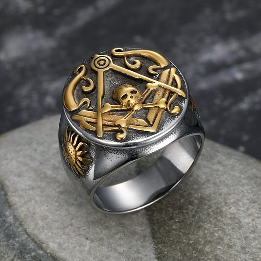 Kemstone Men’s Stainless Steel Skull Ring – Gothic Biker Punk Jewelry TR0499