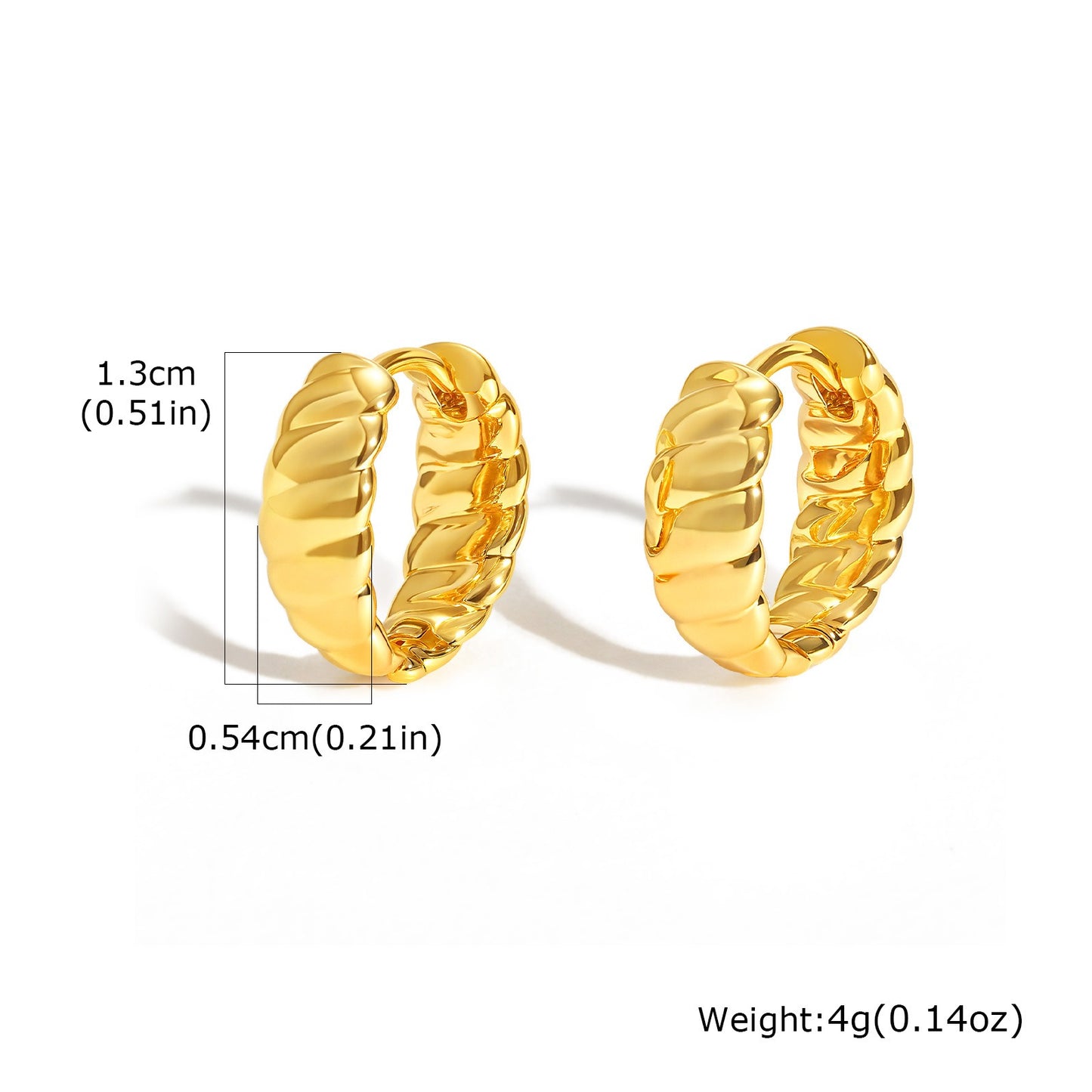 Pendiente de oreja en forma de U trenzado de cobre artesanal de Kemstone: joya ligera de inspiración bohemia para un toque de elegancia diaria y un regalo especial EBD-429