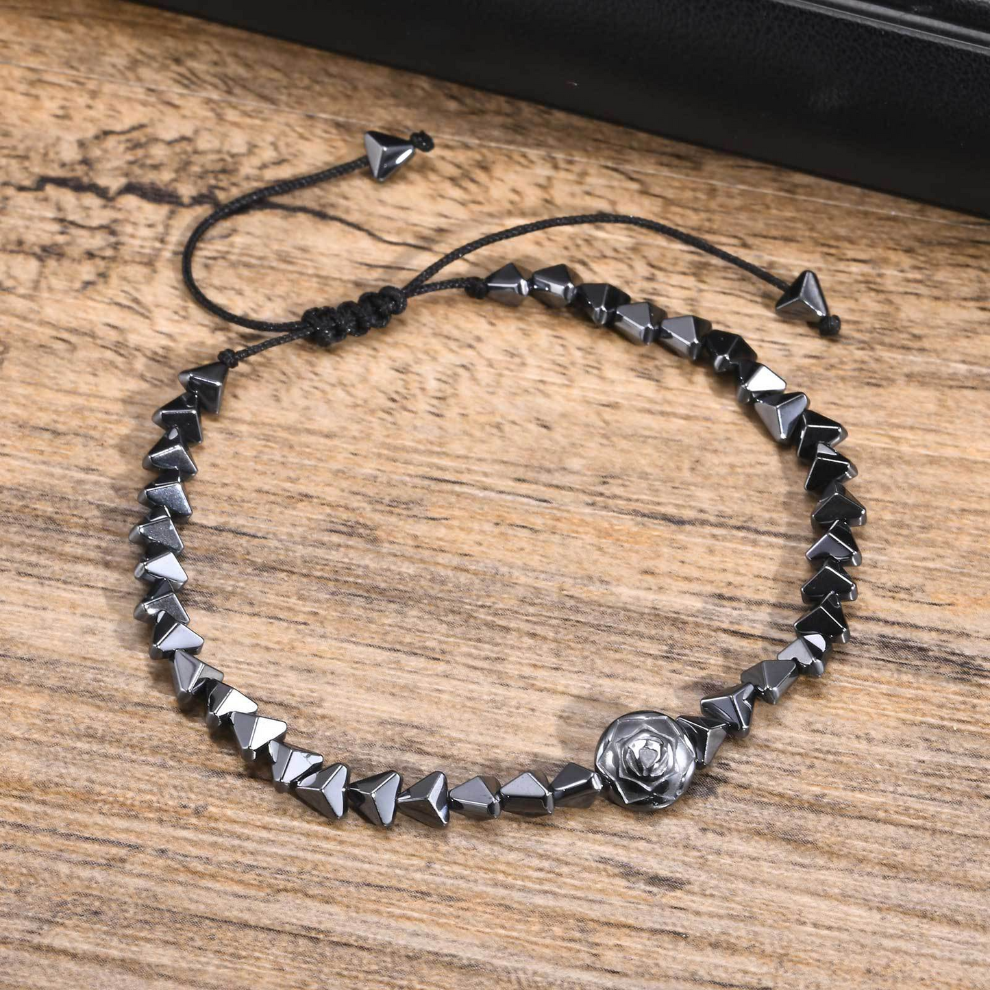 Kemstone Hematite Rose Bead Adjustable Bracelet for Men BR-1781