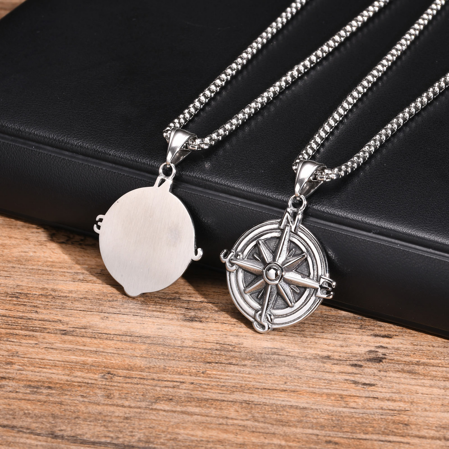 Kemstone Stainless Steel Compass Pendant Necklace for Men PN2051
