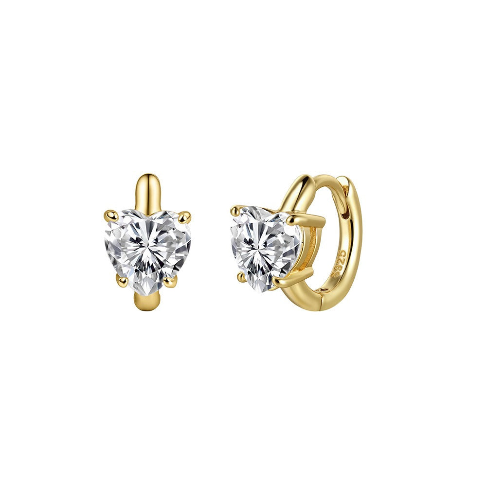 Kemstone Heart Cubic Zirconia Earrings for Women 925 Sterling Silver Huggie Style LZE66