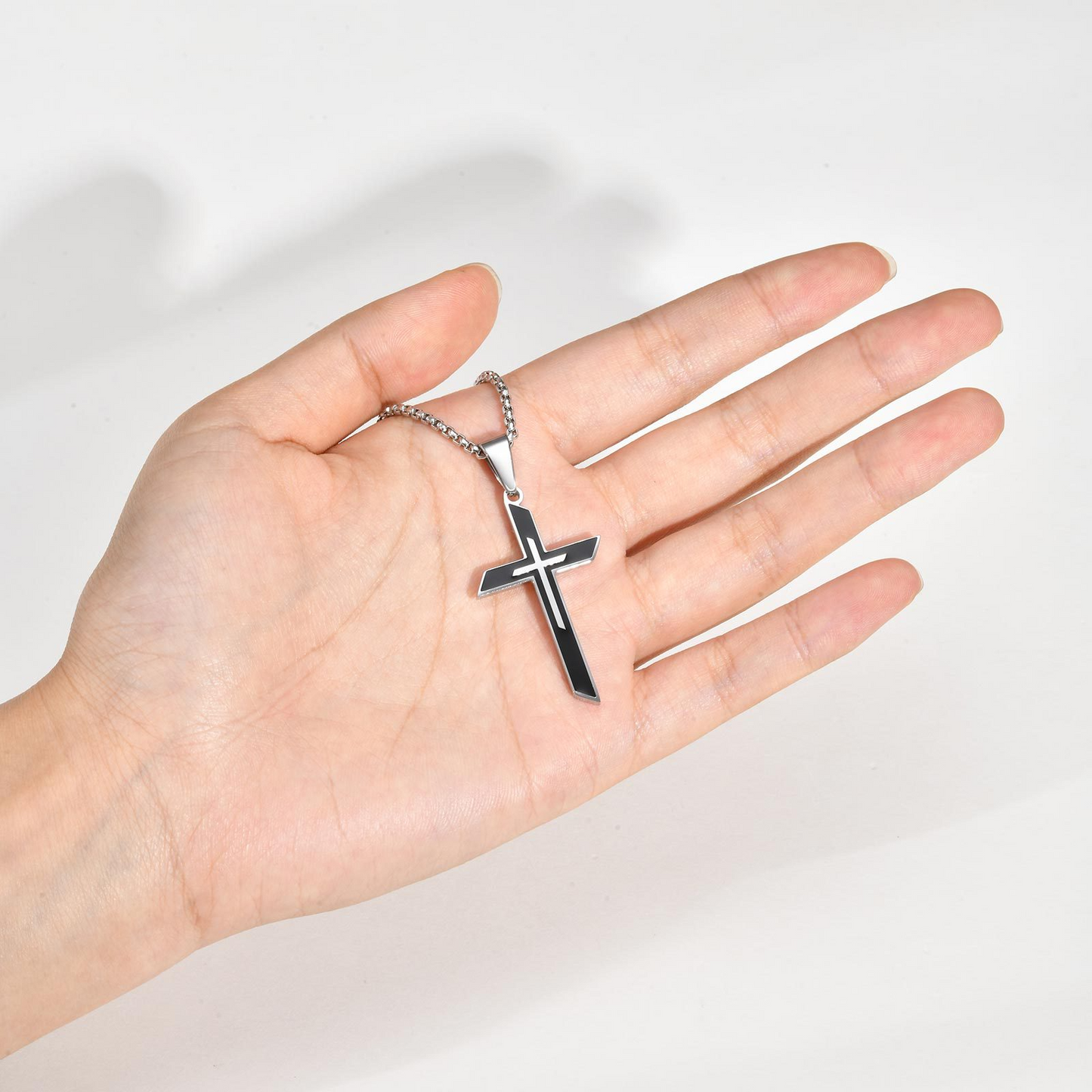 Kemstone Stainless Steel Black Resin Cross Pendant Necklace for Men PN-2178