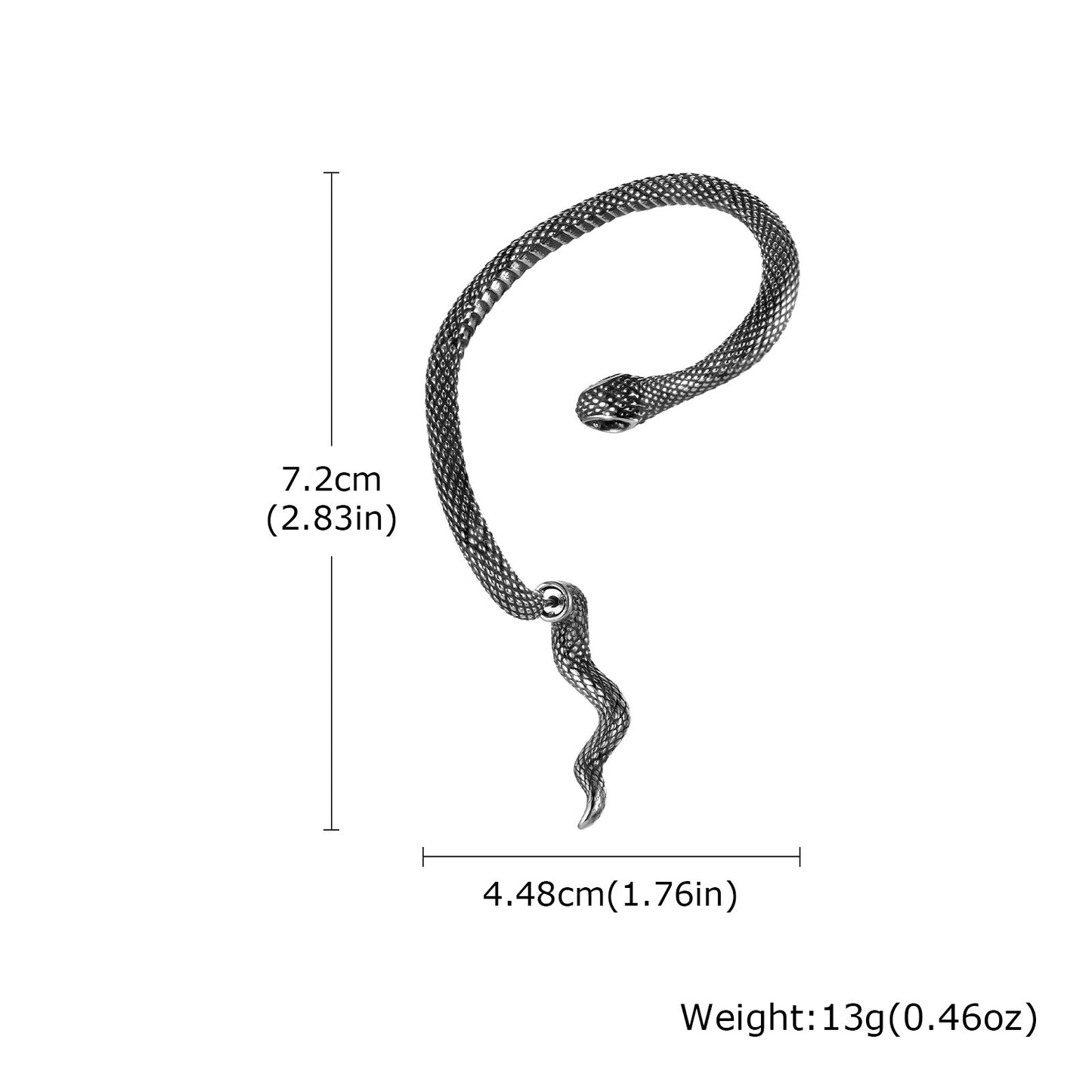 Kemstone Men’s Stainless Steel Snake Ear Cuff – Green Eye Gothic Earring ED-785