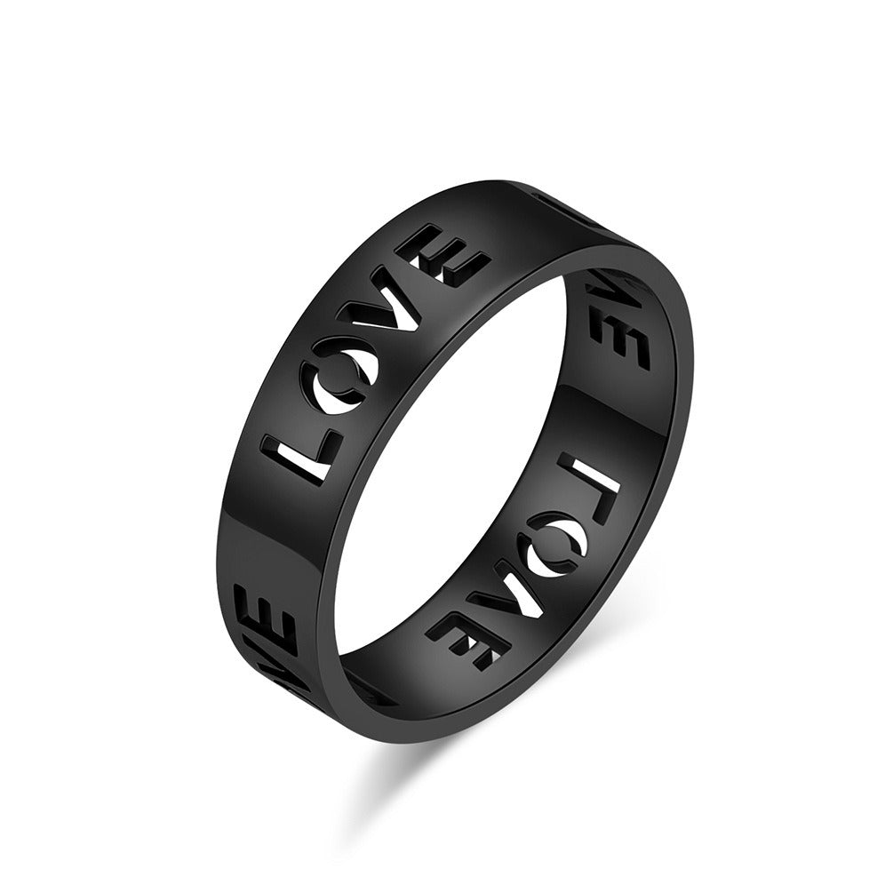 Kemstone Stainless Steel LOVE Cutout Ring for Men & Women K-R816