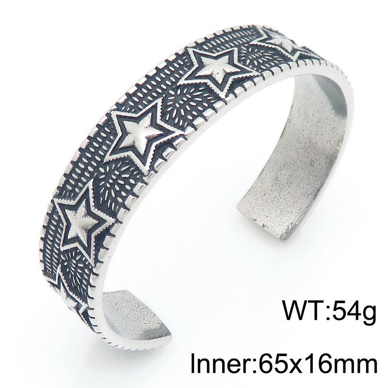 Kemstone Titanium Steel Angel Cross Cuff Bracelet for Men KB209283-LU