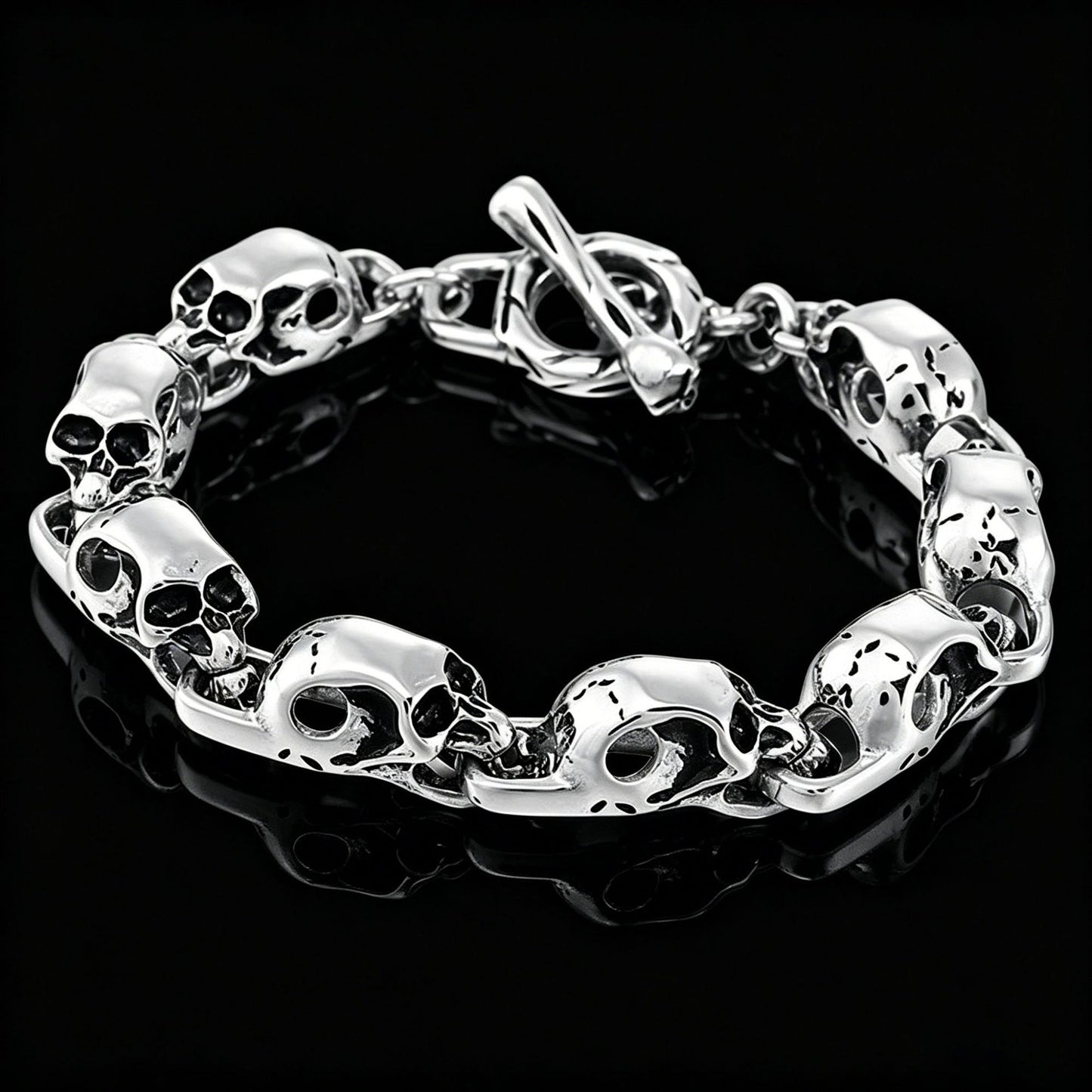Kemstone Titanium Steel Skull Link Bracelet for Men Gothic Punk Chain KP27293-D
