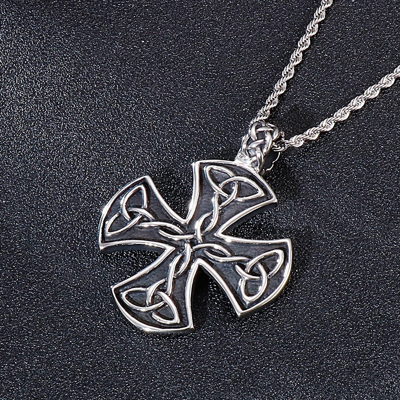 Kemstone Celtic Knot Cross Necklace for Men Titanium Steel Vintage KP54651-BD