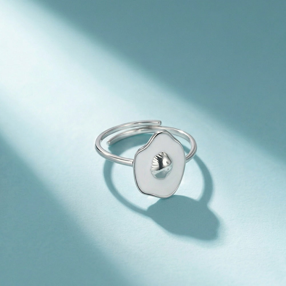 Kemstone Shell Ring for Women 925 Sterling Silver Adjustable Open Enamel Detail APR45