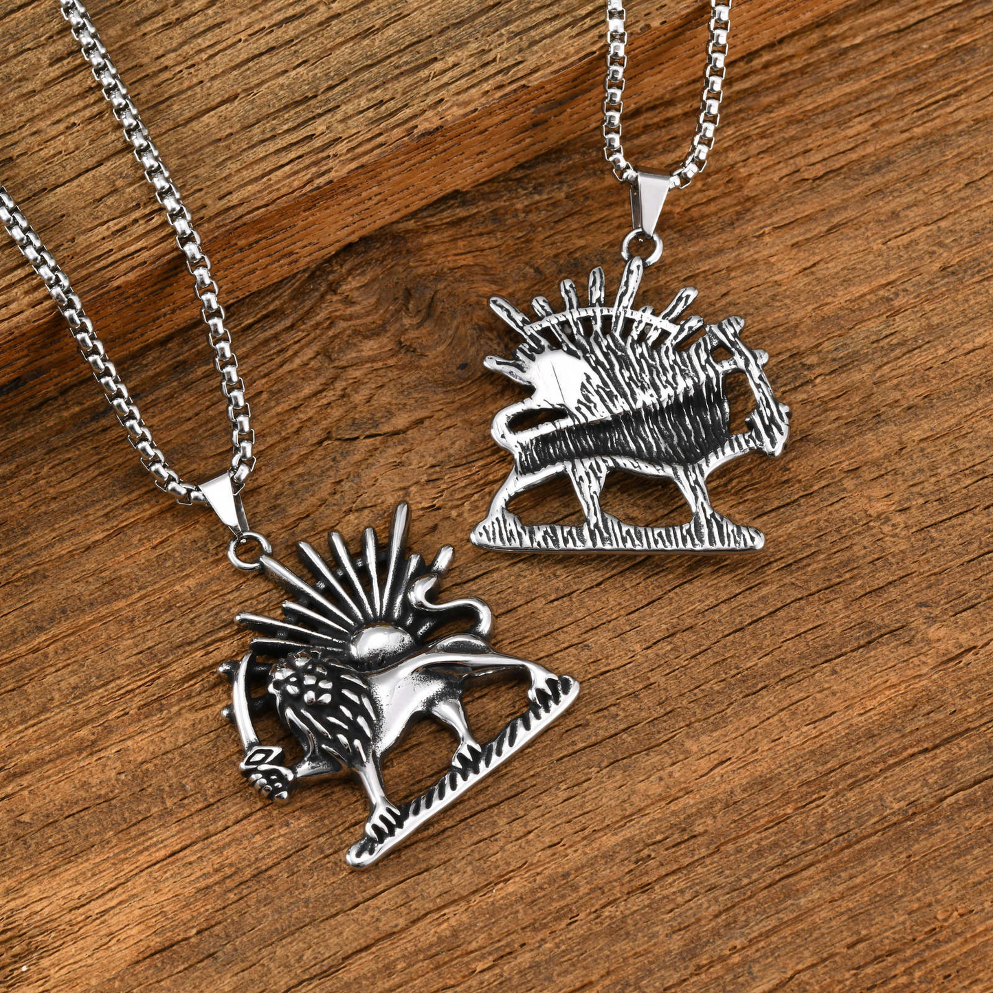 Kemstone Scythe Lion Pendant Necklace – Stainless Steel Hip Hop Chain for Men PN-2348S