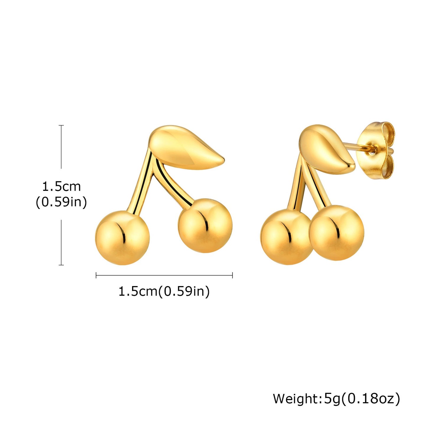 Pendientes de acero inoxidable color cereza dorado: joyas minimalistas y elegantes para lucir radiante a diario ES-612