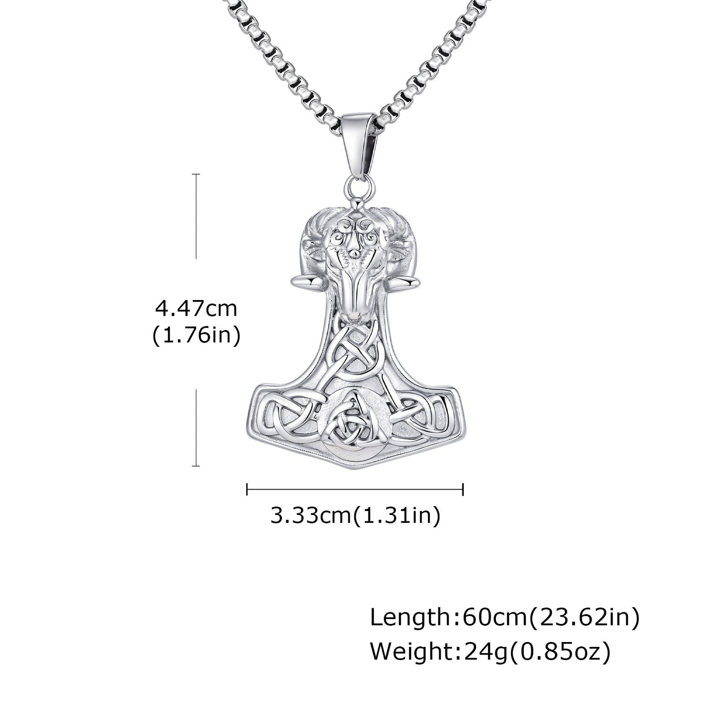 Kemstone Stainless Steel Thor’s Hammer Necklace for Men Gothic Viking PN-2218