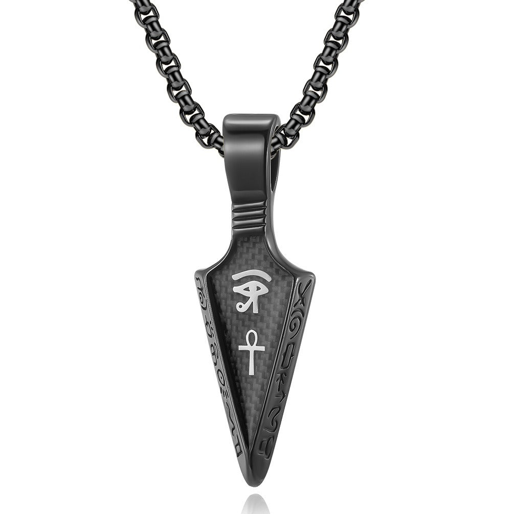 Kemstone Stainless Steel Spearhead Eye Symbol Pendant Necklace for Men K-PT413