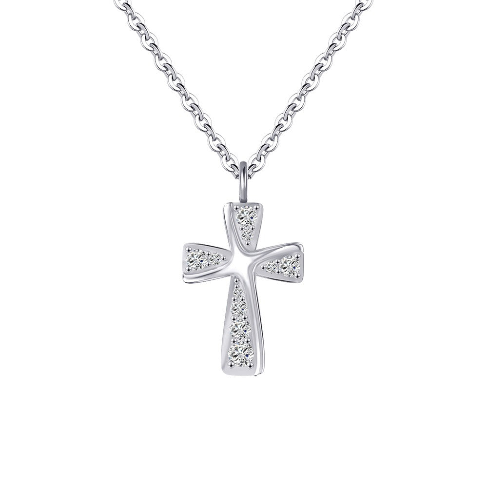 Kemstone 925 Sterling Silver Cross Pendant Necklace for Women Cubic Zirconia SN332