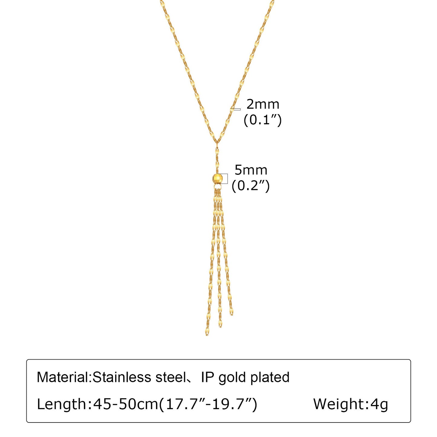 Collar elegante de cadena en Y Kemstone: joyería minimalista de acero inoxidable para mujer en cálido tono dorado NC1836