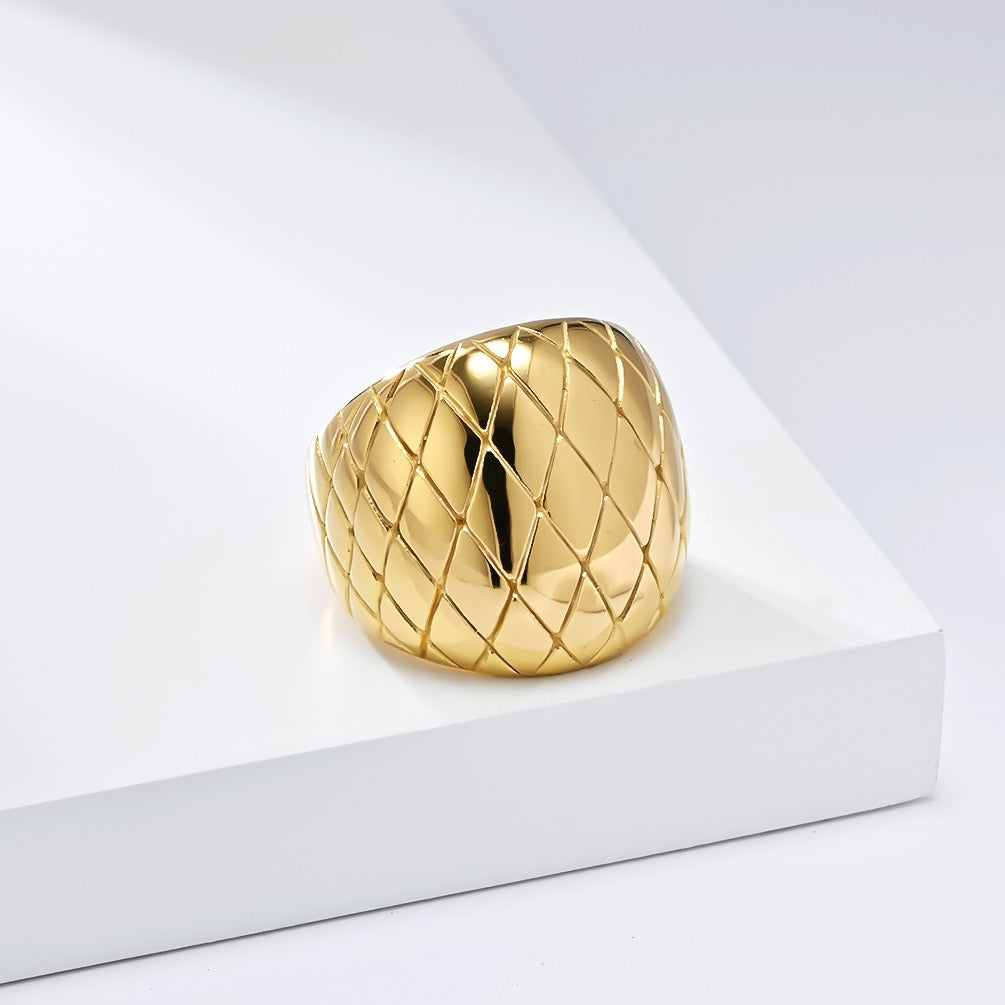 Geometric Mesh Stainless Steel Ring – Modern Artisan Design for Everyday Luxury and Timeless Expression K-R973