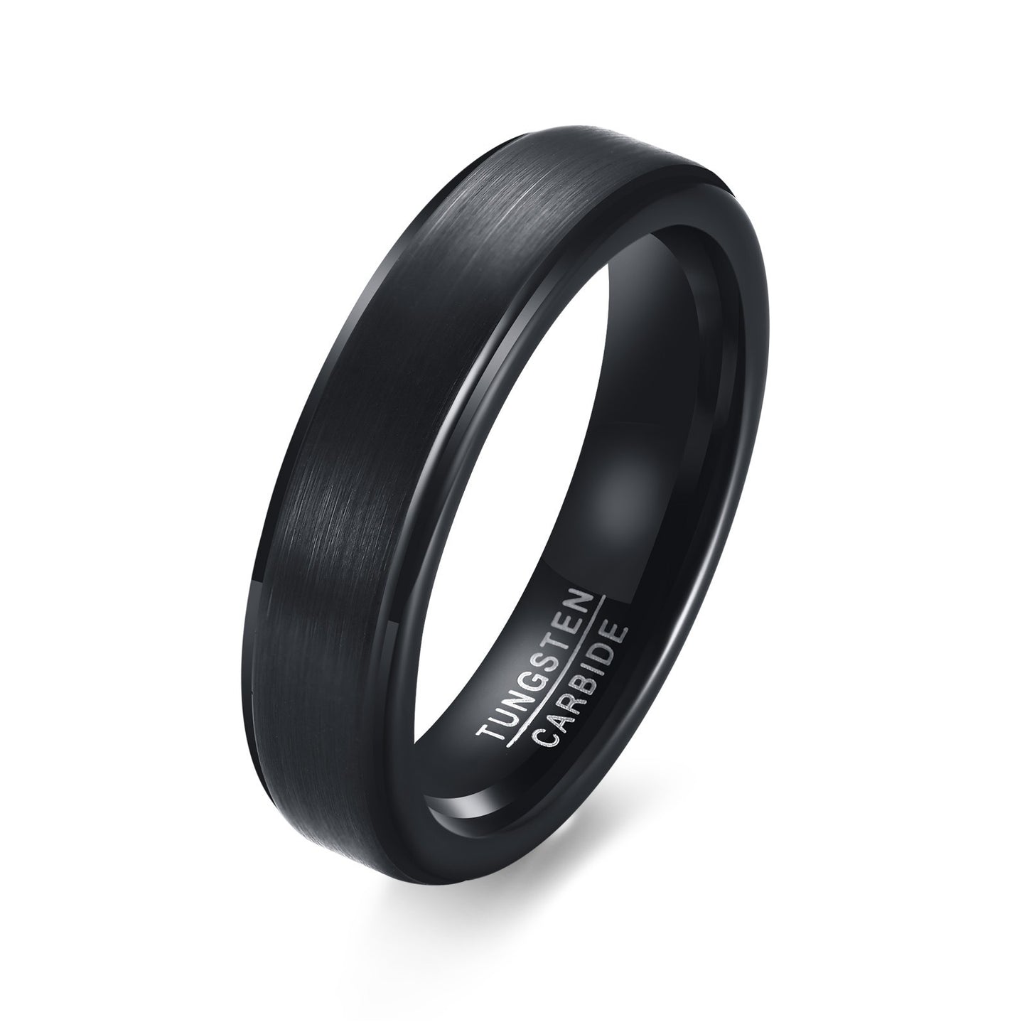 Kemstone Tungsten Steel Graduation Ring – 5mm Black & Gold Matte Finish Men's TCR-061